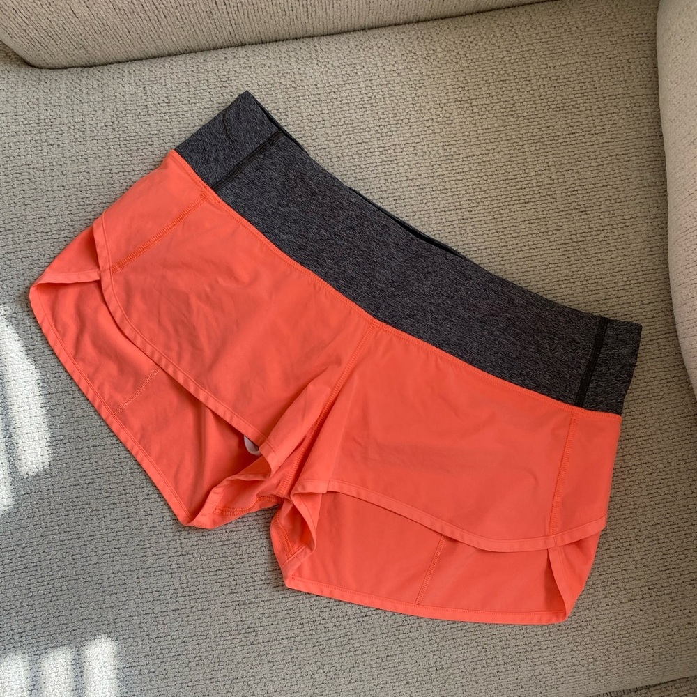 Lululemon Athletica Orange and Gray Athletic Shorts